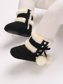 嬰兒絨球裝飾雪地靴 - 黑色 - 查看 6