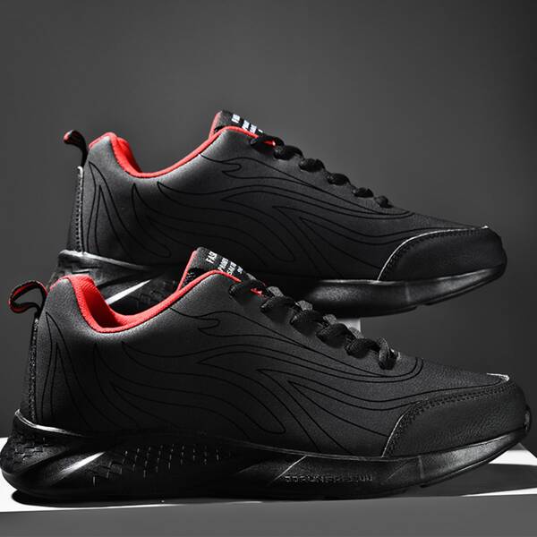 

Men Lace-up Front Low Top Sneakers, Black