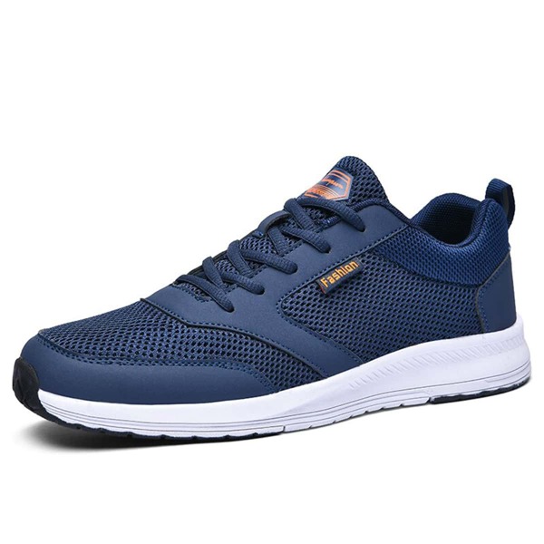 

Men Mesh Panel Lace Up Front Sneakers, Blue