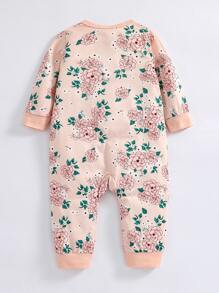 Baby 3pcs Cartoon And Floral Print Button Up Jumpsuit - Multicolor - View 2