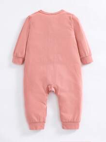 Baby 3pcs Cartoon And Floral Print Button Up Jumpsuit - Multicolor - View 4