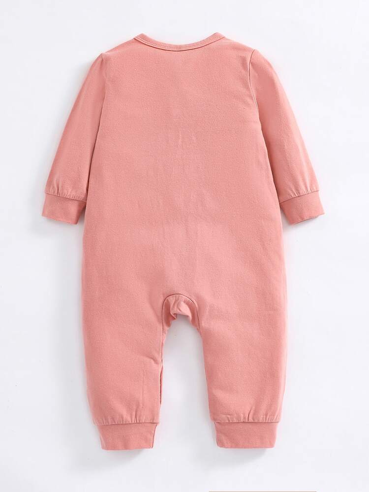 Baby 3pcs Cartoon And Floral Print Button Up Jumpsuit - Multicolor - View 4