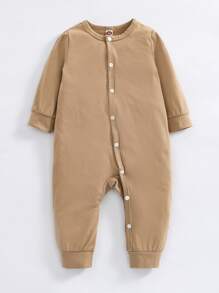 男嬰3入組卡通圖案條紋圖案前紐扣連身褲 - 彩色 - 查看 5