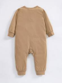 男嬰3入組卡通圖案條紋圖案前紐扣連身褲 - 彩色 - 查看 6