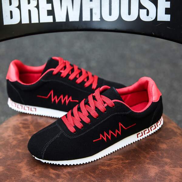 

Men Two Tone Lace-up Front Low Top Sneakers, Black
