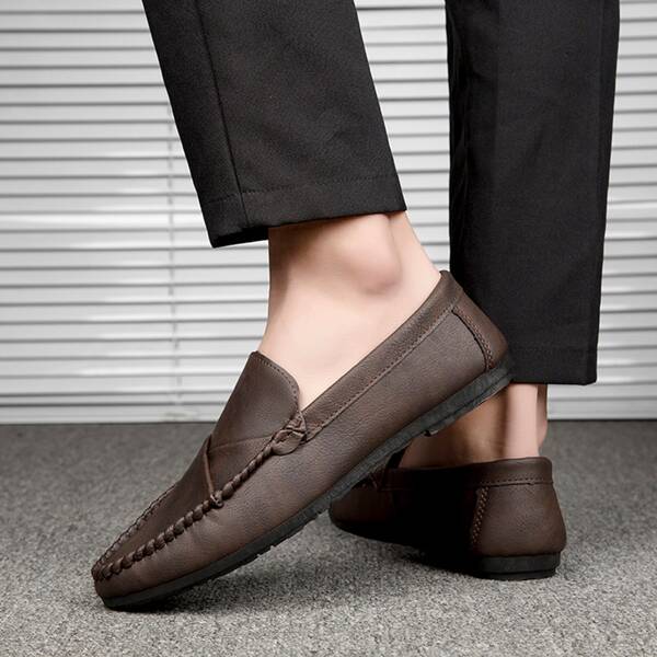 

Men Stitch Trim Loafers, Brown