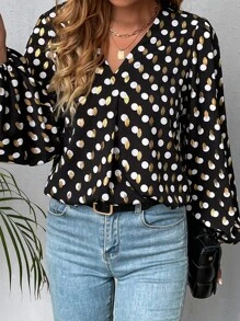 SHEIN Clasi Áo sơ mi nữ Chấm bi Thanh lịch - Nhiều màu - Xem 5