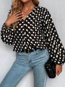 SHEIN Clasi Áo sơ mi nữ Chấm bi Thanh lịch - Nhiều màu - Xem 7