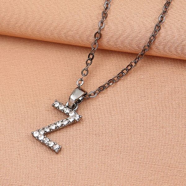 

Zircon Letter Charm Necklace, Gun black