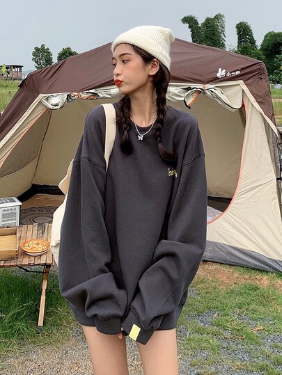 Honeyspot オーバーサイズプルオーバー 文字グラフィック ドロップショルダー