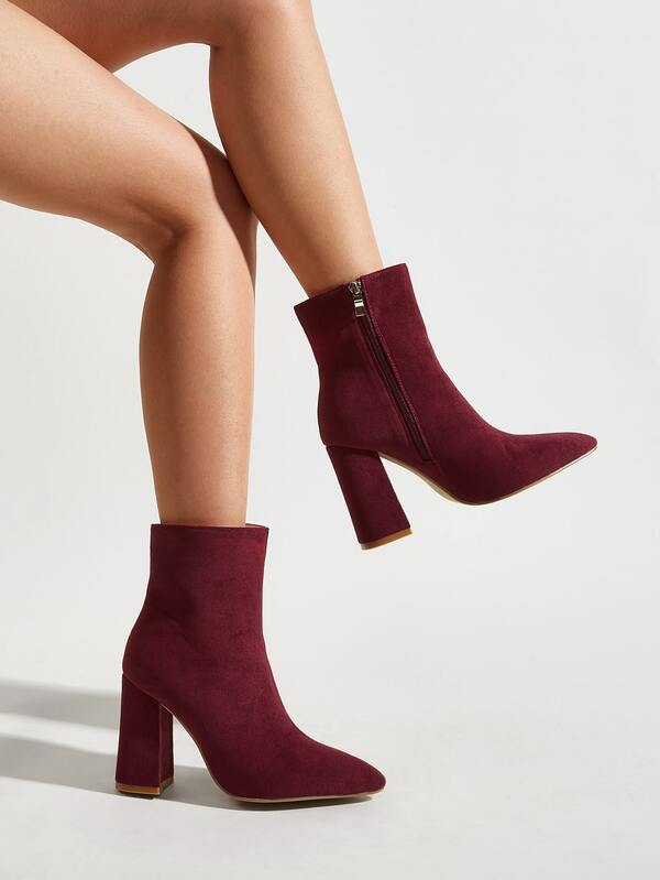 OTMYIGO Women's PU Ankle Boots – Retro Cowboy Style, Side Zipper, Chunky Heel, Platform, Chelsea Boots