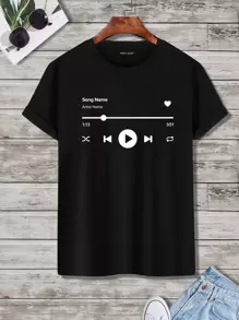 Manfinity Homme Men Letter Graphic Tee - Black - View 1