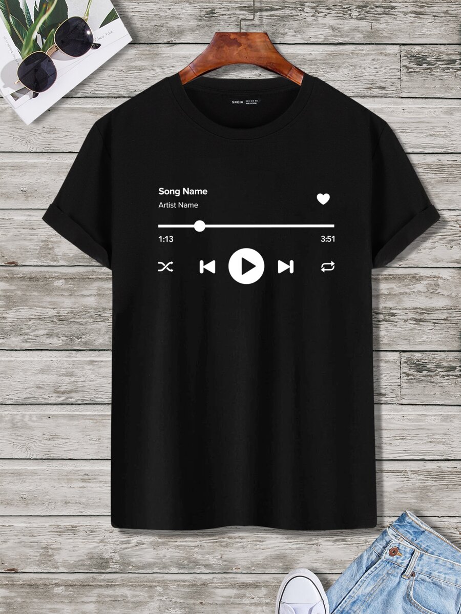 Manfinity Homme Men Letter Graphic Tee - Black - View 1