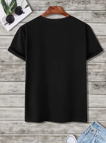 Manfinity Homme Men Letter Graphic Tee - Black - View 2