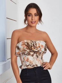 SHEIN VCAY Áo nữ Xù Dải chun Cà vạt nhuộm Boho - Nhiều màu - Xem 5