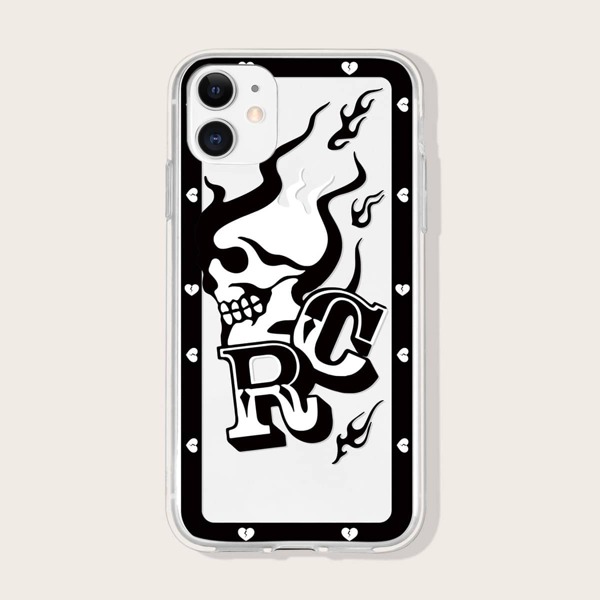 

Skull Pattern Phone Case, Black and white