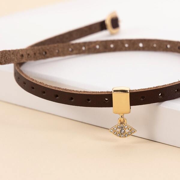 

Eye Charm PU Necklace, Brown