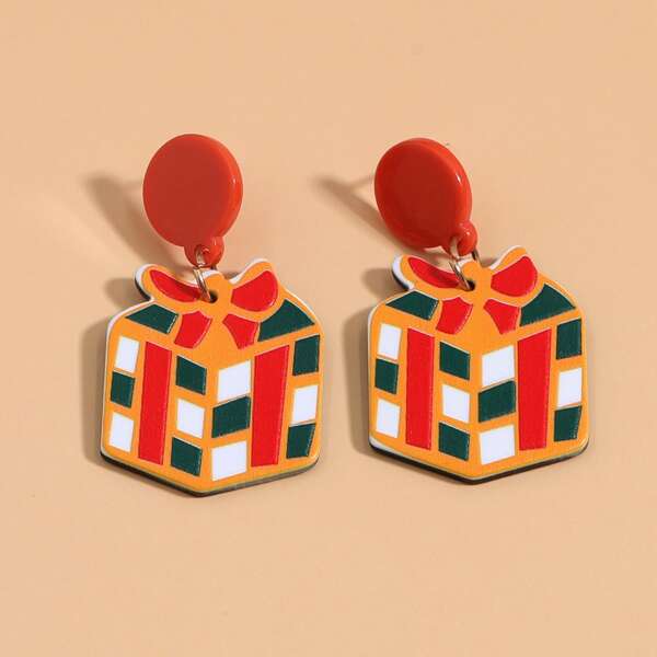 

Christmas Gift Box Drop Earrings, Multicolor