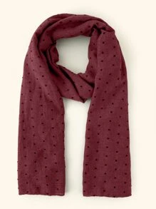 1 件刺繡 Pom Pom 圍巾,防曬雪紡長披肩 - 紅木色 - 查看 1