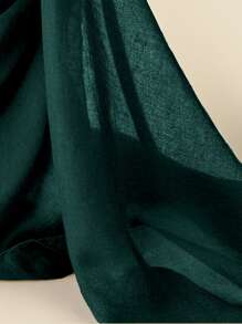 1pc Solid Color Hijab/Head Scarf, Suitable For Use In Mosques, Sun Protection - Dark Green - View 3