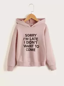 SHEIN Tween Girl Slogan Graphic Sweatshirt - Dusty Pink - View 1