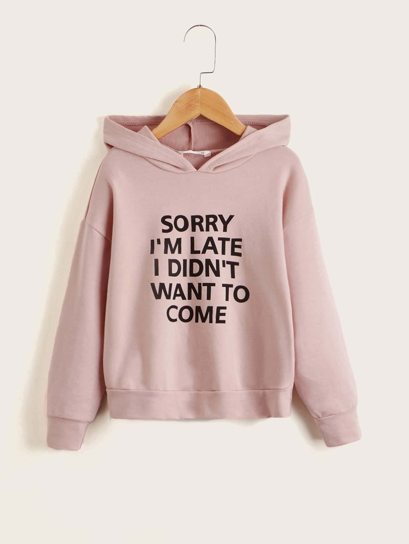 SHEIN Tween Girl Slogan Graphic Sweatshirt - Dusty Pink - View 1