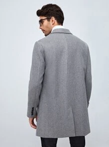 Manfinity NiteLyfe Men Lapel Neck Slant Pockets Overcoat - Grey - View 2