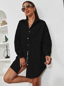 SHEIN Unity Letter Graphic Drop Shoulder Shirt - Black - View 4