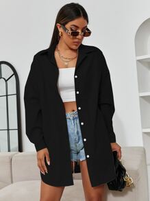 SHEIN Unity Letter Graphic Drop Shoulder Shirt - Black - View 5