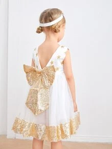 Trang phục tiệc cho bé gái Nơ trước Hình học Hấp dẫn - trắng - Xem 2