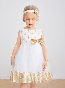 Trang phục tiệc cho bé gái Nơ trước Hình học Hấp dẫn - trắng - Xem 5