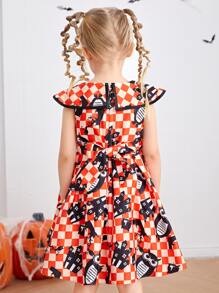 小女童萬聖印花格紋洋裝