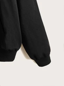 SHEIN Leap Crew 青少年女孩字母圖案落肩袖連帽衫