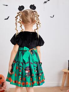 小女童萬聖印花拼接洋裝