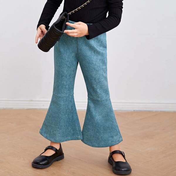

Toddler Girls High Waist Flare Leg Pants, Blue