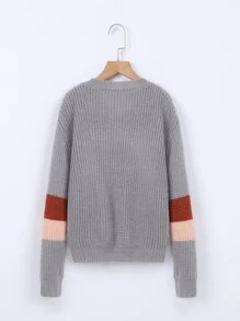Girls Colourblock Drop Shoulder Jumper - Grey - View 2
