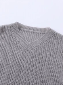 Girls Colourblock Drop Shoulder Jumper - Grey - View 4