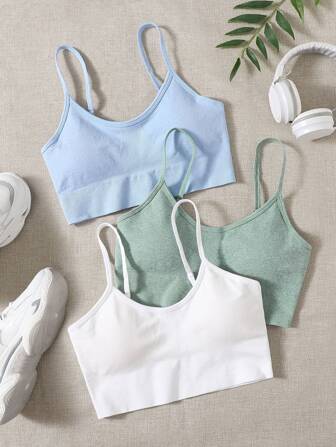 3pack Light Support Spaghetti Strap Sports Bra