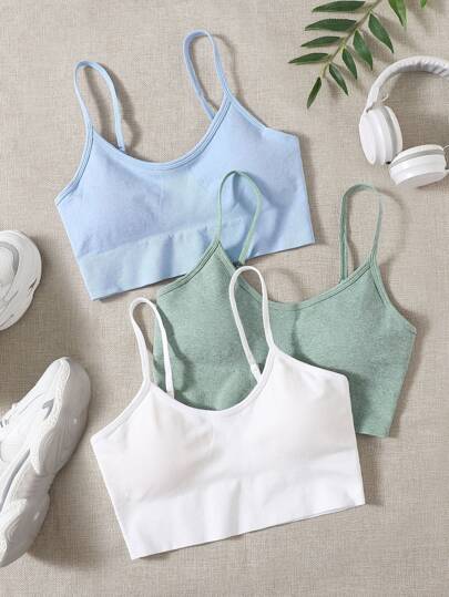 3pack Light Support Spaghetti Strap Sports Bra