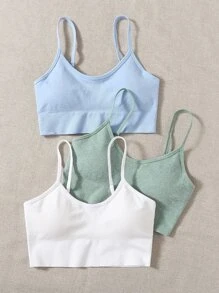 Yoga Basic 3 piezas Sujetador deportivo soporte ligero con tira espagueti - Multicolor - Ver 3