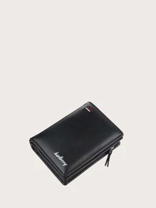 Hombres Detalle de letra Monedero Cartera Pequeña Bolsa Ventana de Identificación Hombres Billetera Dinero Portátil Trabajadores de Oficina para Regalo de Aniversario de Cumpleaños en el Día de San Valentín Regalo Casual de Negocios para la Universidad Trabajo para Negocios Commuting - Negro - Ver 1