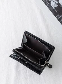 Hombres Detalle de letra Monedero Cartera Pequeña Bolsa Ventana de Identificación Hombres Billetera Dinero Portátil Trabajadores de Oficina para Regalo de Aniversario de Cumpleaños en el Día de San Valentín Regalo Casual de Negocios para la Universidad Trabajo para Negocios Commuting - Negro - Ver 2