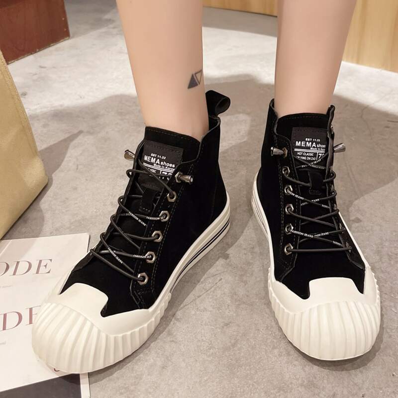 

Side Zipper Canvas Shoes, Black