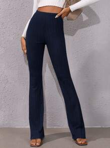 SHEIN Pantalones acampanados de talle alto - Azul Marino - Ver 5