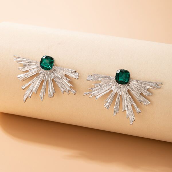 

Rhinestone Decor Earrings, Silver