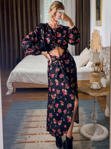 SHEIN Unity Váy nữ xoắn lại Trọn gói Hoa Tất cả trên in Boho - Nhiều màu - Xem 5