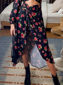 SHEIN Unity Váy nữ xoắn lại Trọn gói Hoa Tất cả trên in Boho - Nhiều màu - Xem 7