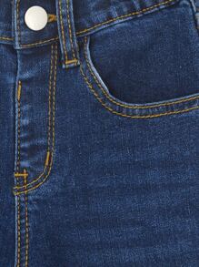 Toddler Boys Slant Pocket Elastic Waist Jeans - Dark Wash - View 3