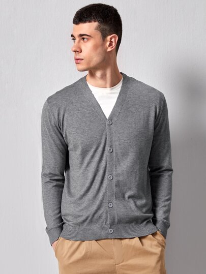 Manfinity Men Solid V-neck Cardigan