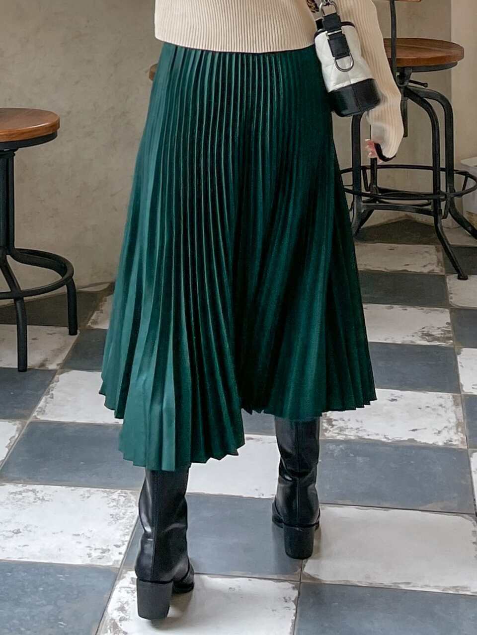 High Waist Pleated Skirt Fall
